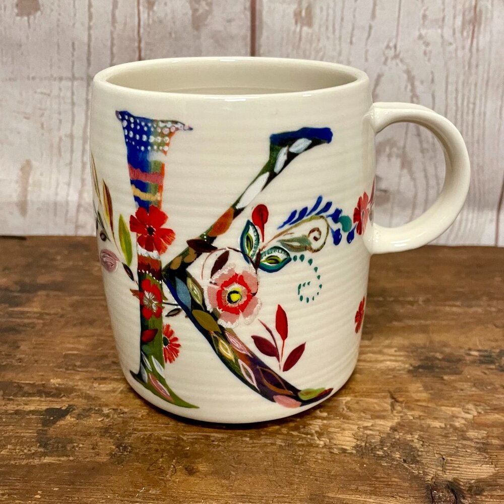 Anthropologie Petal Palette "K" monogram mug